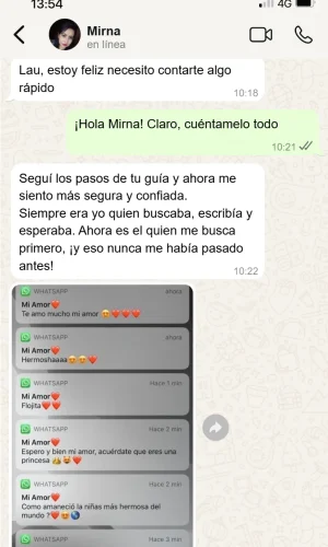 "Ahora me siento más segura y confiada, él es quien me busca primero y eso no me pasaba antes" Mirna de Ecuador